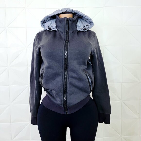 Lululemon Women's Black Goose Down Hood Hybrid Full Zip Quilted Puffer Jacket 6 - Picture 2 of 9